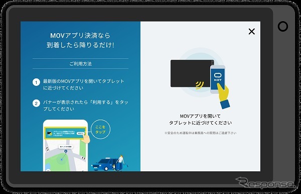 決済画面のタブレットのイメージ《画像 モビリティテクノロジーズ》