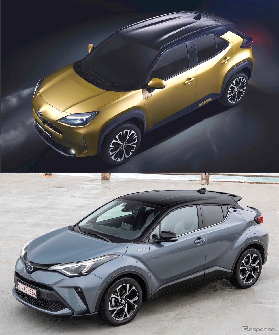 上:ヤリスクロス vs 下:C-HR(いずれも欧州仕様)《photo by Toyota》