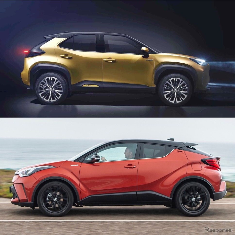 上:ヤリスクロス vs 下:C-HR(いずれも欧州仕様)《photo by Toyota》