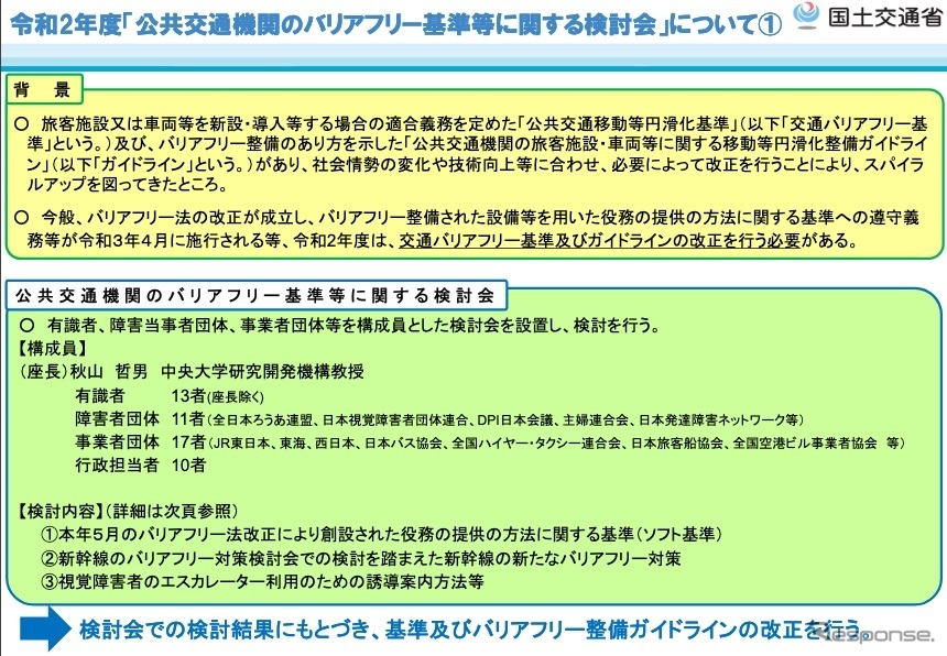 公共交通機関のバリアフリー基準等に関する検討会《資料 国土交通省》