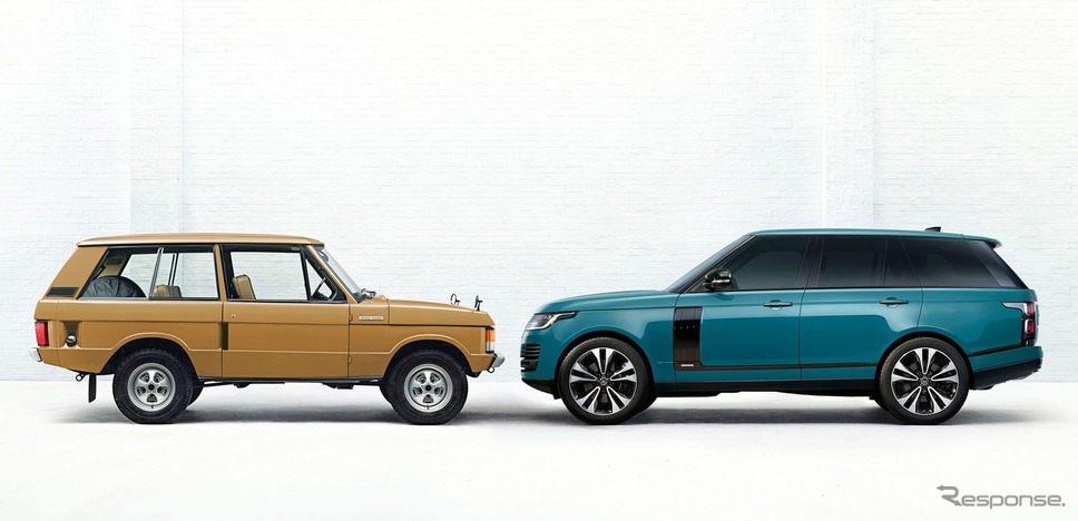 初代ランドローバー・レンジローバーとランドローバー・レンジローバー の50周年記念車「レンジローバー・フィフティ」《photo by Land Rover》