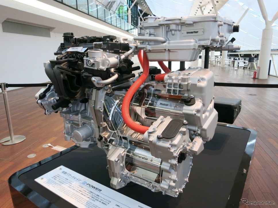 エンジン、モーター（駆動用・発電用）、バッテリーはノートe-POWERと同じ《写真提供 日産自動車》