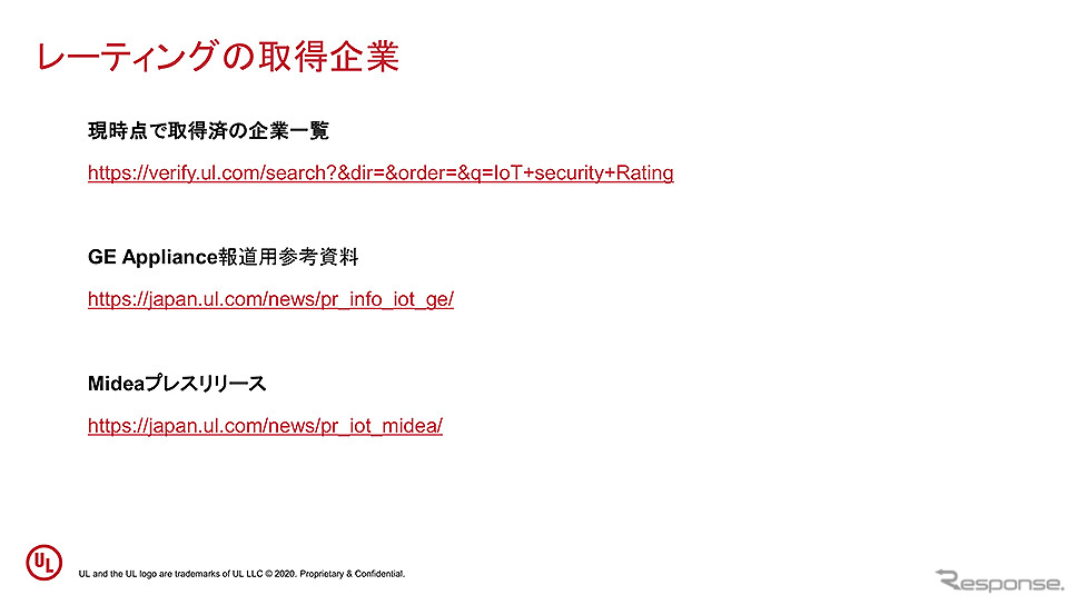 セキュリティ検証ソリューション「IoTセキュリティレーティング」記者説明会《資料：UL Japan》