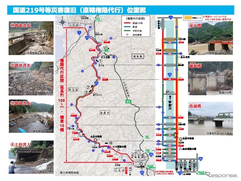 国道219号の災害復旧を国が代行する位置図《資料提供 国土交通省》