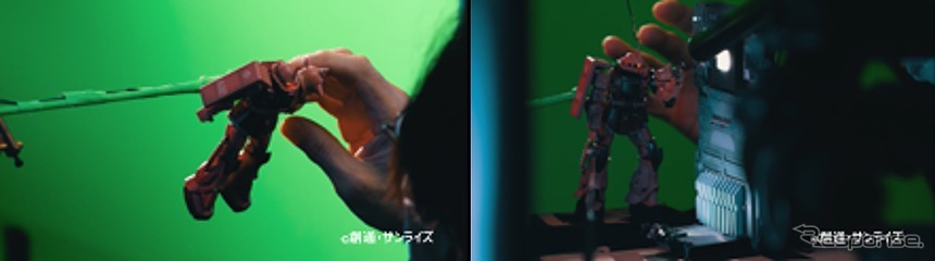 ガンプラのコマ撮りでモビルスーツのリアルな動きを再現《写真提供 ENEOS》