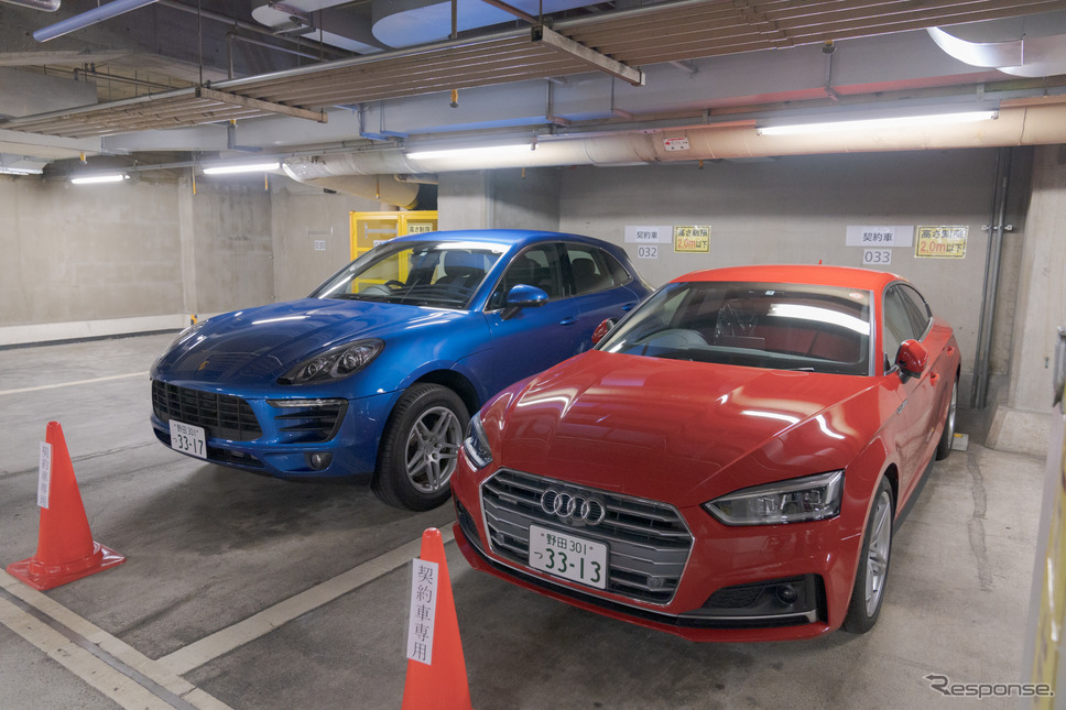 ポルシェ・マカンとアウディA5も用意。(注:再開にあたりラインナップの変更が行われています)《写真撮影 関口敬文》