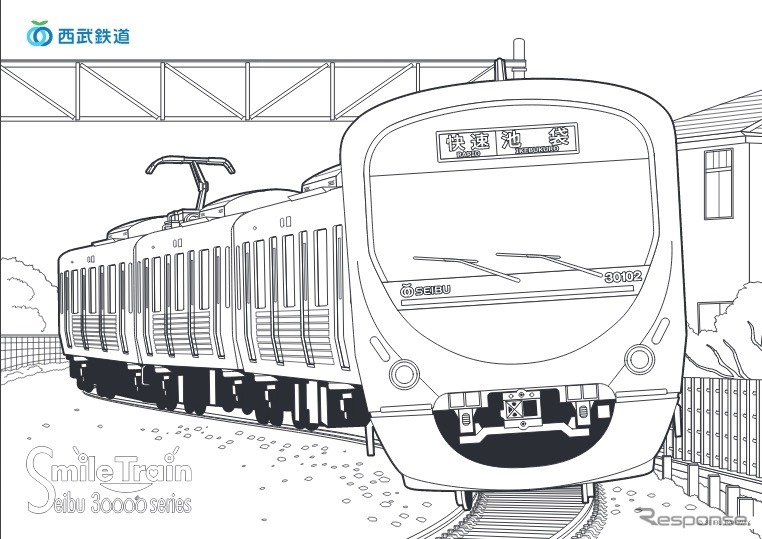 「おうちであそぼう! 西武線ぬりえコンテスト」《画像提供 西武鉄道》