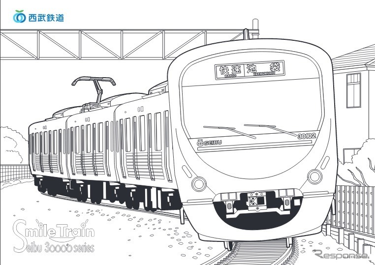 「おうちであそぼう！ 西武線ぬりえコンテスト」《画像提供 西武鉄道》