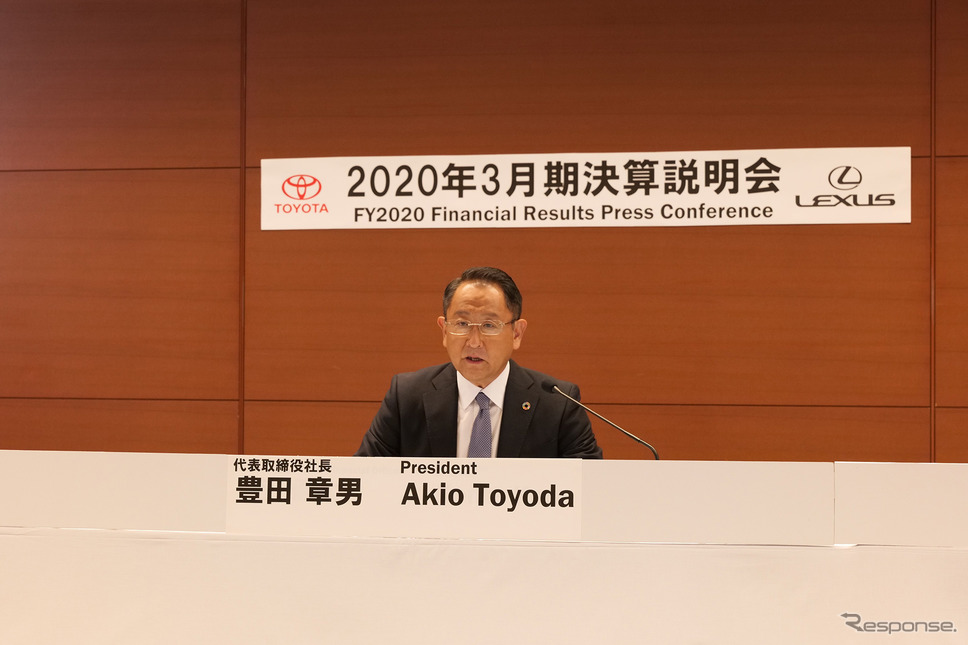 決算を発表する豊田章男社長（2020年5月）《写真提供 トヨタ自動車》