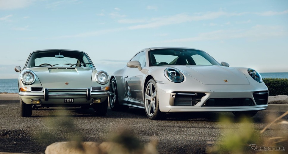 オーストラリアで最初のポルシェ 911 初代（1965年型）とポルシェ 911 現行のカスタマイズモデル《photo by Porsche》