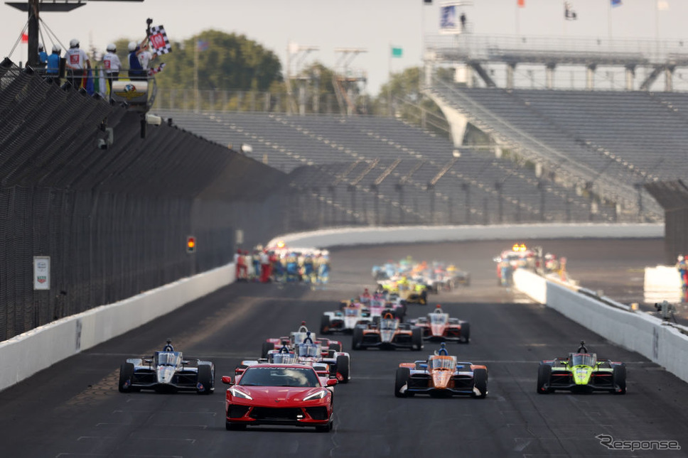 インディ500スタート。無観客開催だ(8月23日)。《Photo by Gregory Shamus/Getty Images Sport/ゲッティイメージズ》
