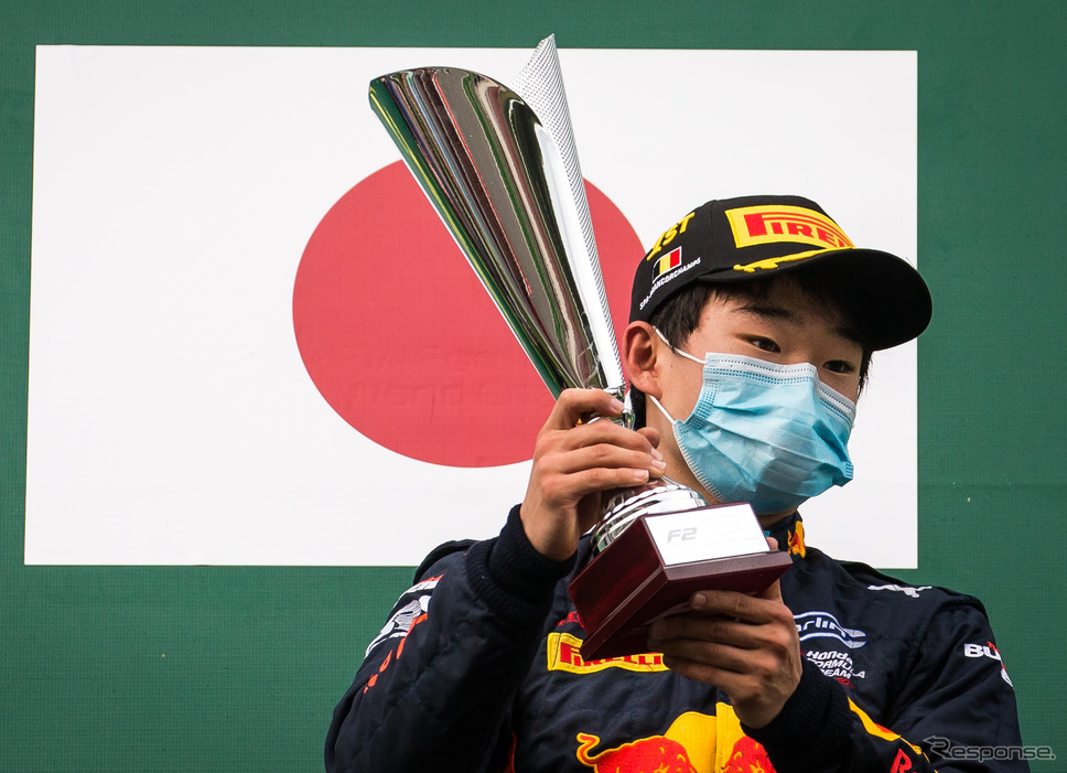 F2第7戦スパ・フランコルシャンのレース1で優勝した角田裕毅。《写真提供 Honda》