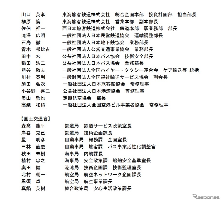 公共交通機関のバリアフリー基準等に関する検討会のメンバー《資料提供 国土交通省》