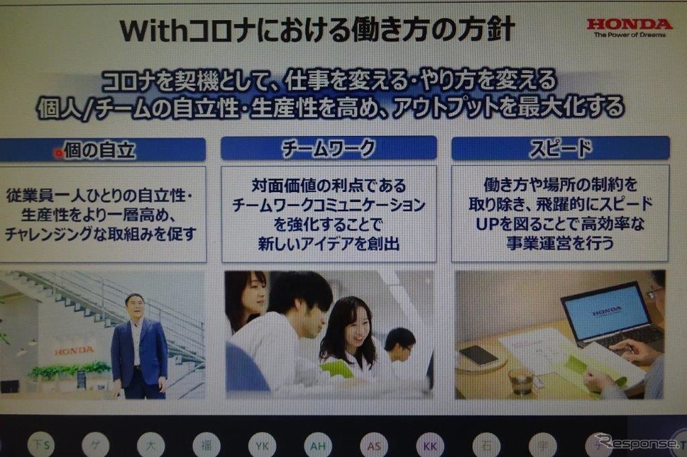 ホンダの新しい働き方(オンライン会見から)《写真撮影 池原照雄》