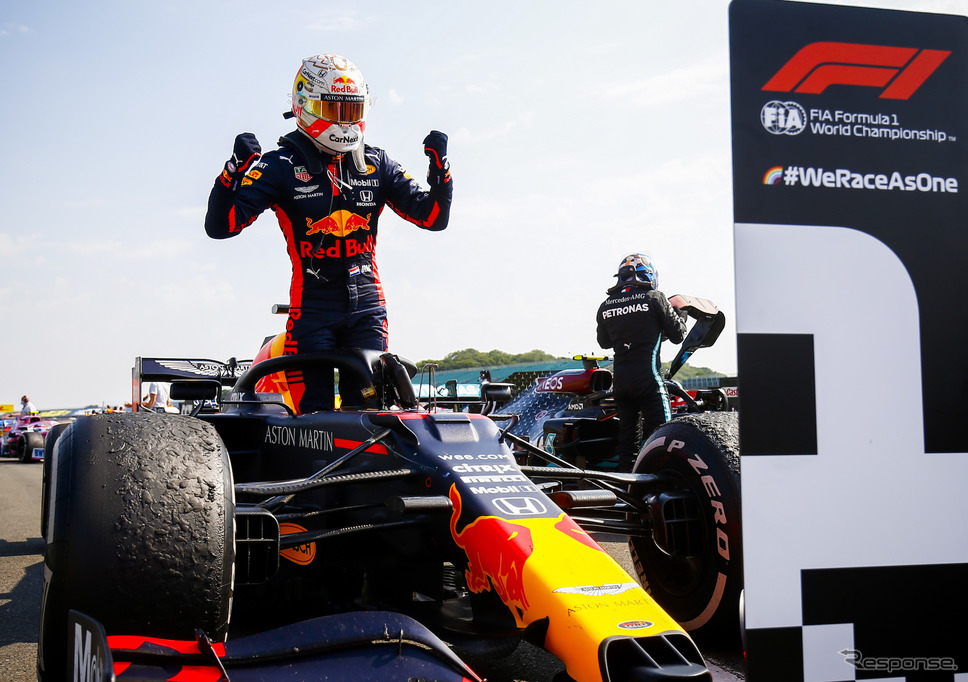 今季F1第5戦70周年記念GPで優勝したM.フェルスタッペン(レッドブル・ホンダ)。《写真提供 Honda》