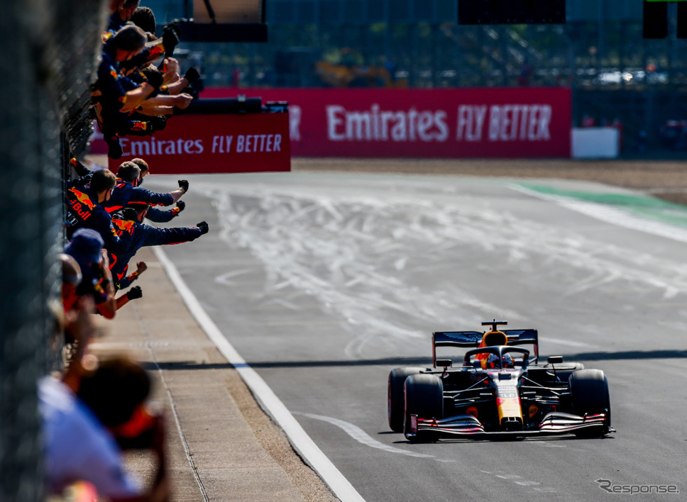 今季F1第5戦70周年記念GPで優勝したM.フェルスタッペン(レッドブル・ホンダ)。《写真提供 Honda》