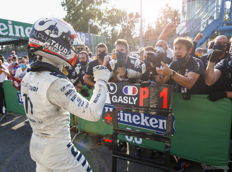 今季F1第8戦イタリアGPで優勝したP.ガスリー(アルファタウリ・ホンダ)。《写真提供 Honda》