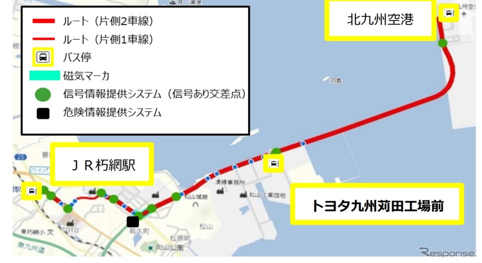 中型自動運転バスの運行ルート《画像提供 西日本鉄道》