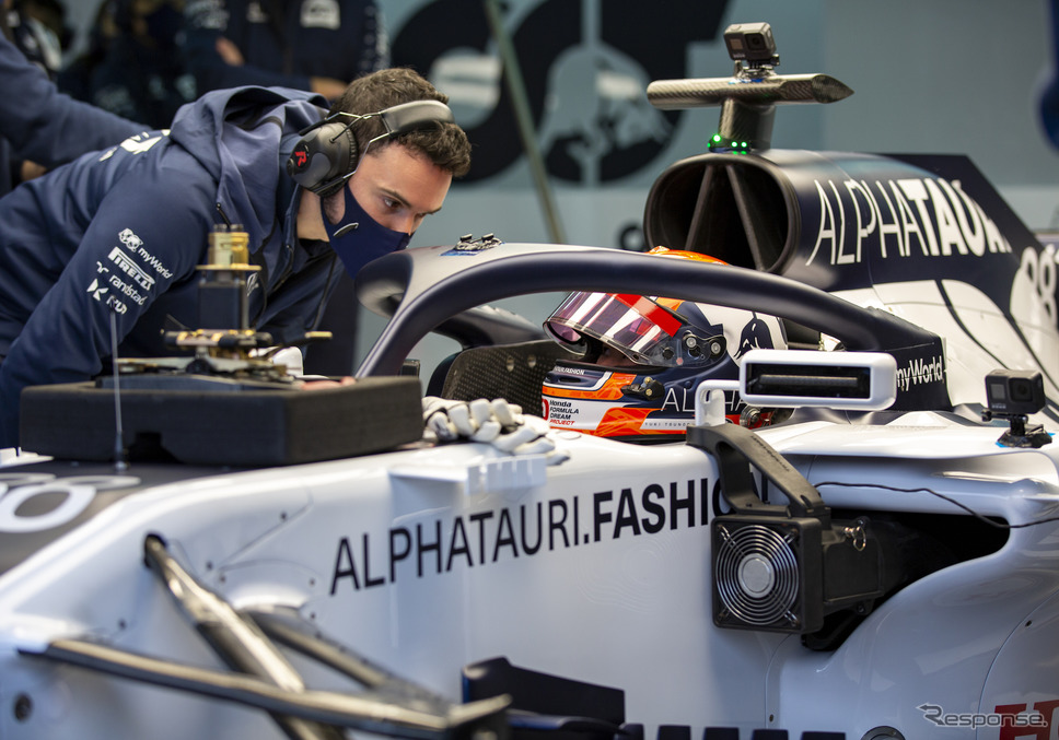 角田裕毅がイモラでアルファタウリ・ホンダの18年型車をドライブ。《写真提供 AlphaTauri / Red Bull》