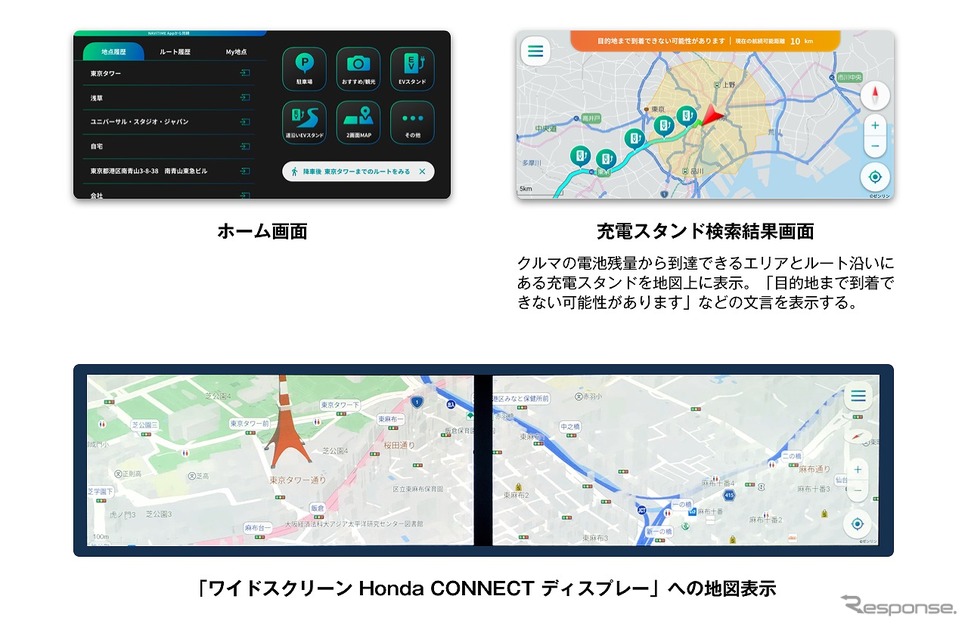 NAVITIME CONNECT for Hondaの各機能《写真提供 ナビタイムジャパン》
