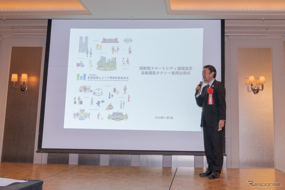 新宿副都心エリア環境改善委員会 事務局長・小林洋平氏が、西新宿の未来についても語った。《写真撮影 関口敬文》