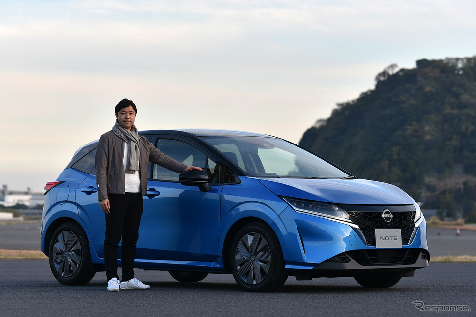 吉川賢一氏と日産ノート新型《写真撮影 中野英幸》