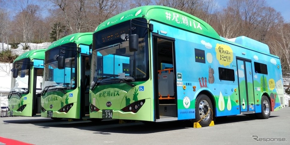 テレマティクス・システムを導入する会津バスのBYD製電気バス《写真提供 みちのりホールディングス》