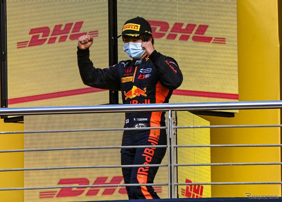 F2の今季最終第12大会、レース1で優勝した角田裕毅。《写真提供 Honda》