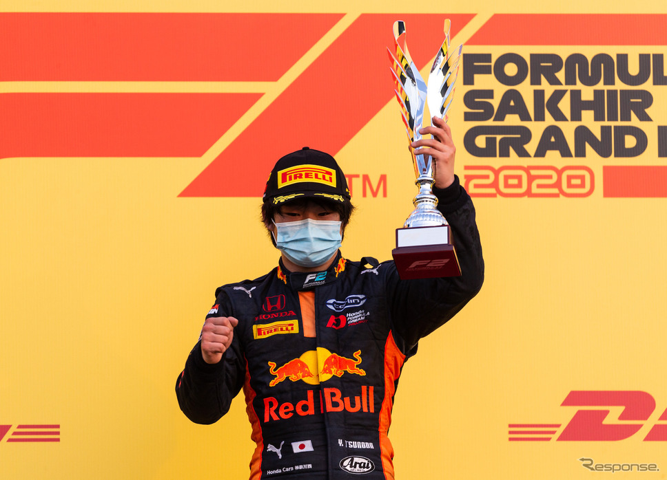 F2の今季最終第12大会、レース1で優勝した角田裕毅。《写真提供 Red Bull》