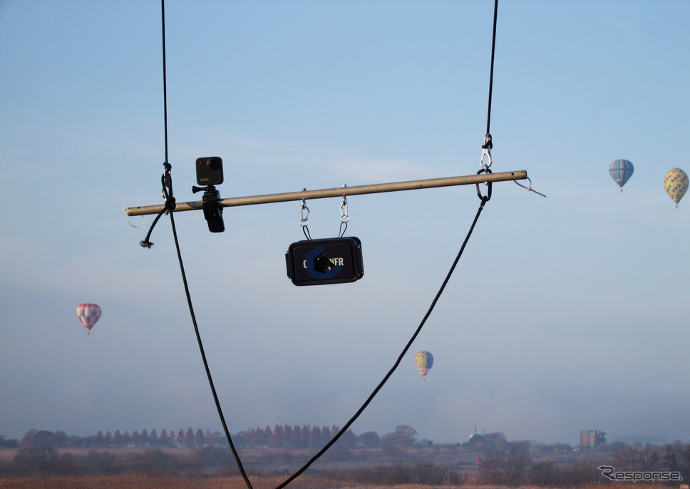 観光気球には記念写真を撮るためのスチールカメラと動画撮影のGoProが装備されていた。《写真撮影 井元康一郎》