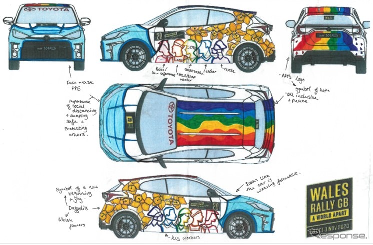 トヨタ GR ヤリスのラリーカーデザインコンペの優勝作品（原画）《photo by Toyota》