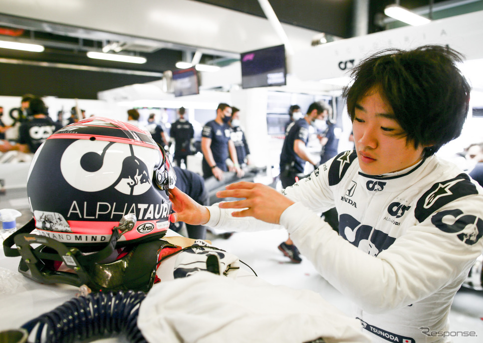 来季F1をアルファタウリ・ホンダで戦う角田裕毅(写真は20年12月15日のF1アブダビ若手テスト)。《Photo by AlphaTauri / Red Bull》
