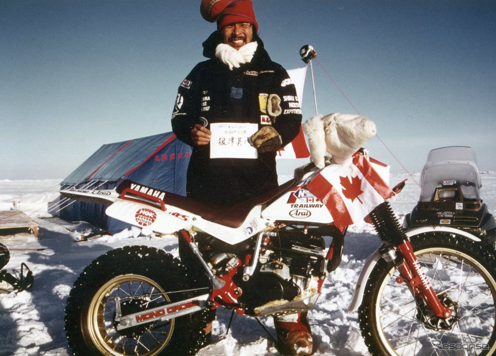 北極点へバイクで到達。1987年に達成した風間深志さん。《写真提供 SSTR事務局》