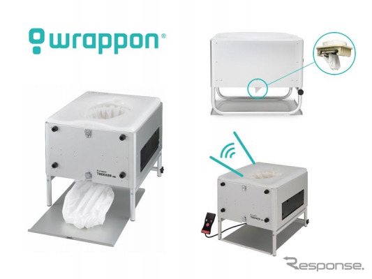 「ラップポン」は、水を使わず臭いと排泄物を密封し、衛生的に処理することが可能な新発想のトイレ。《写真提供 キャンピングカー株式会社》