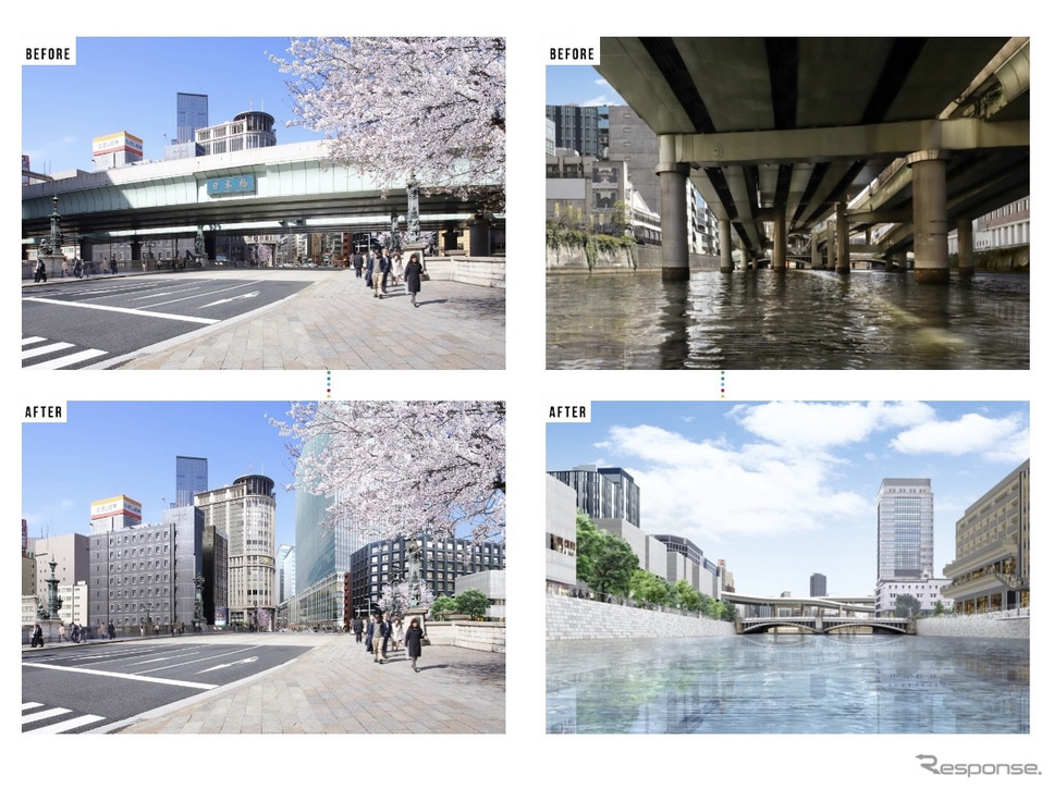 地下化事業のBEFORE / AFTER《画像提供 首都高速》