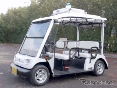 自動運転車両には自動運転開発向け車両を利用。自動運転 OS は、自動車メーカーの自動運転車両でも利用されているAutoware《画像提供 日本信号》