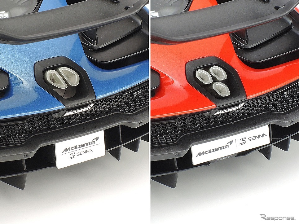 車体後部のエキゾーストエンドやナンバープレートはUS仕様(左)、ヨーロッパ仕様(右)を用意《写真提供 タミヤ》
