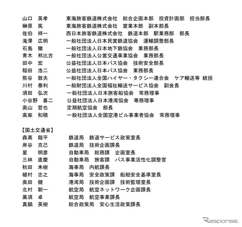 公共交通機関のバリアフリー基準等に関する検討会の委員《資料提供 国土交通省》