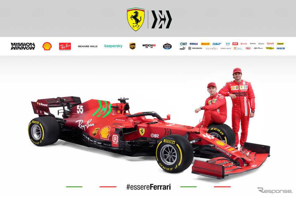 フェラーリSF21(ドライバーはルクレール=左とサインツJr.=右)《Photo by Ferrari》