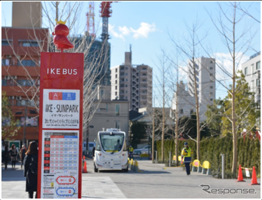 池袋エリア内にあるIKE-BUSのバス停。こうした場所での乗り換え利用が想定される《画像提供 WILLER》
