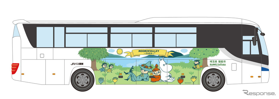 ムーミンバレーパークのラッピングバス（イメージ）《画像提供 ムーミン物語》