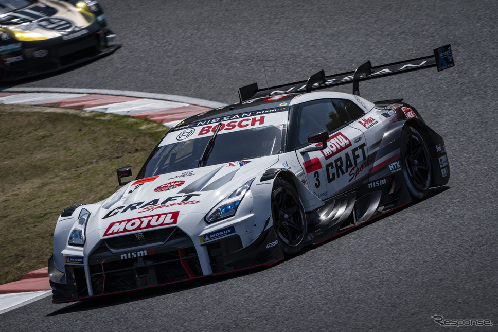 GT500クラスGT-R勢予選トップ(10位)の#3 CRAFTSPORTS MOTUL GT-R(平手晃平/千代勝正)《写真撮影 益田和久》