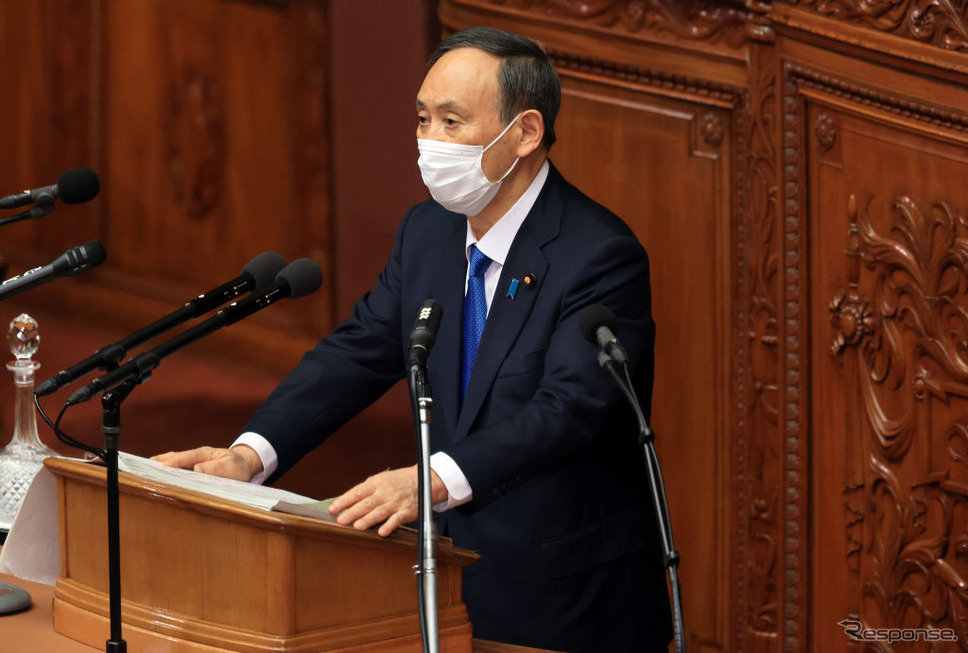 菅首相（1月18日）《Photo by YOSHIKAZU TSUNO/Gamma-Rapho via Getty Images/ゲッティイメージズ》