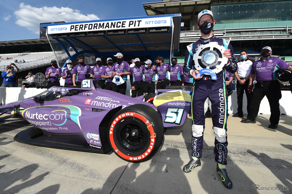 予選で初ポールを獲得した#51 グロージャン。《Photo by INDYCAR》