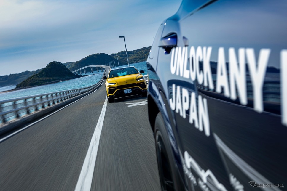 ランボルギーニ・ウルス で日本を縦断する「UNLOCK ANY ROAD JAPAN」(山口県:角島)《photo by Lamborghini》