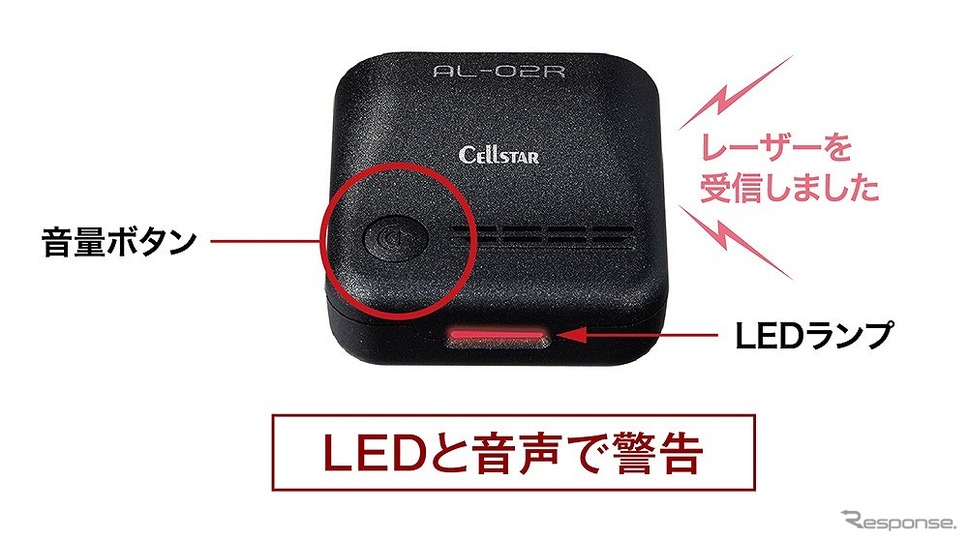 LEDと音声で警告《写真提供 セルスター工業》