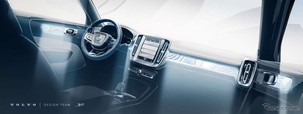 ボルボ C40 リチャージ の内装デザインスケッチ《photo by Volvo Cars》