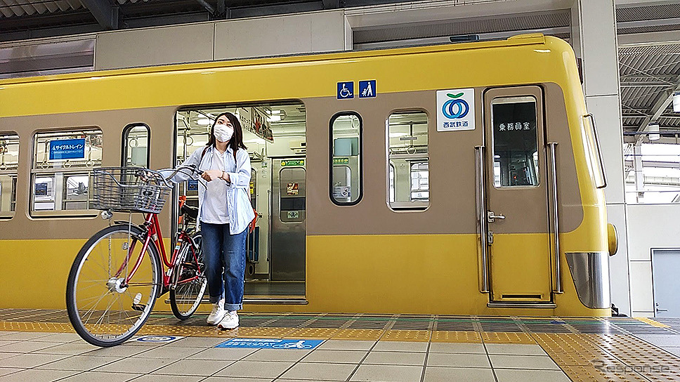 西武多摩川線サイクルトレイン(武蔵堺駅デモ)《写真撮影 大野雅人》