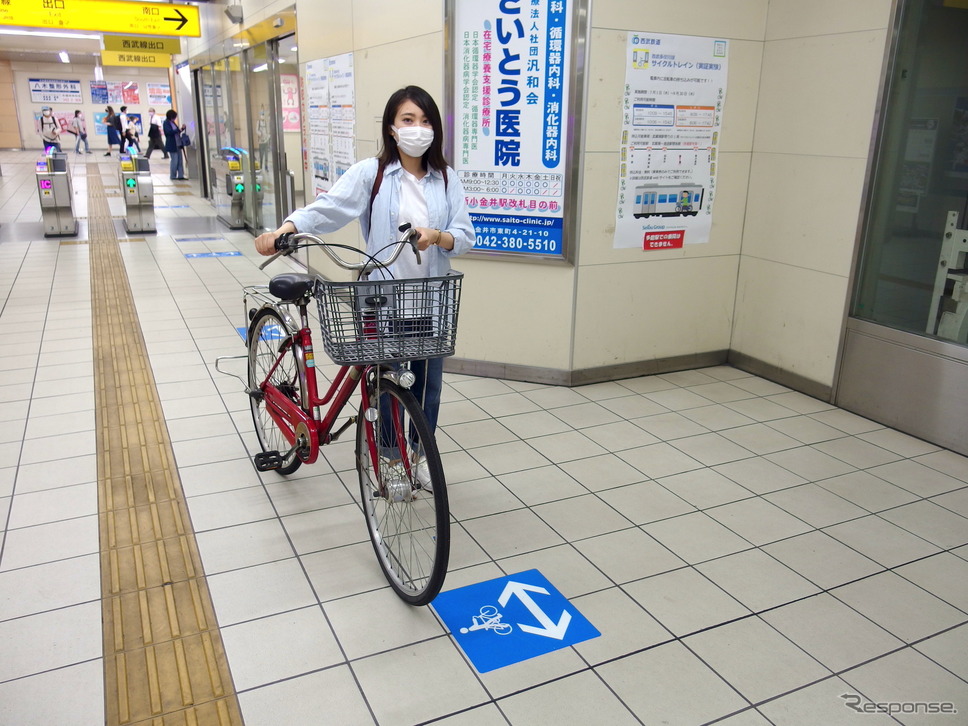 西武多摩川線サイクルトレイン(武蔵堺駅デモ)《写真撮影 高木啓》