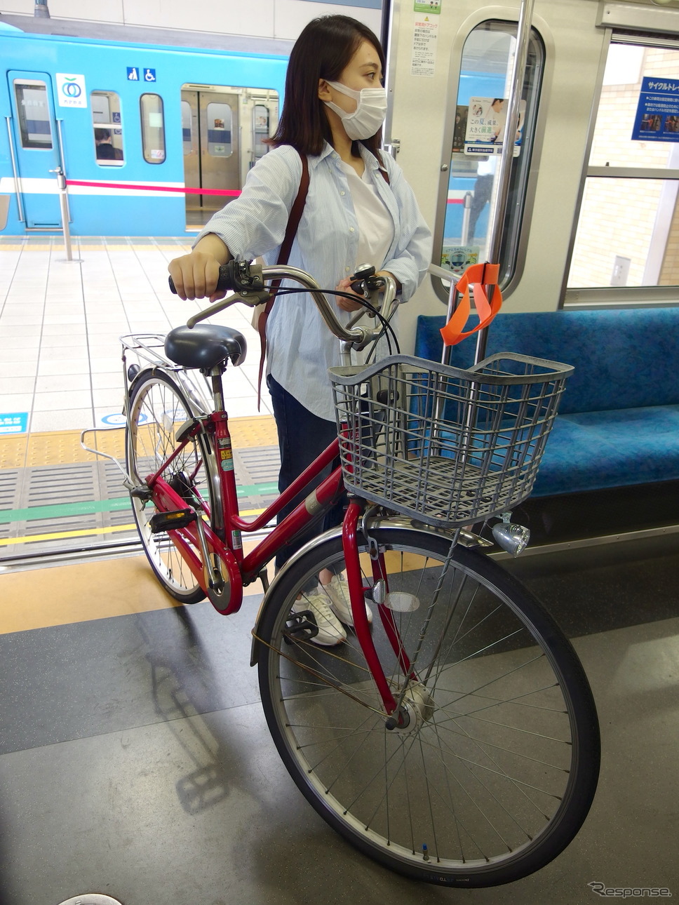 西武多摩川線サイクルトレイン(武蔵堺駅デモ)《写真撮影 高木啓》